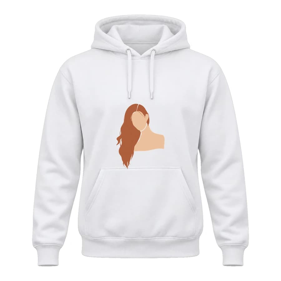 Hoodie — Portrait · Ligne douce — Devant — Blanc