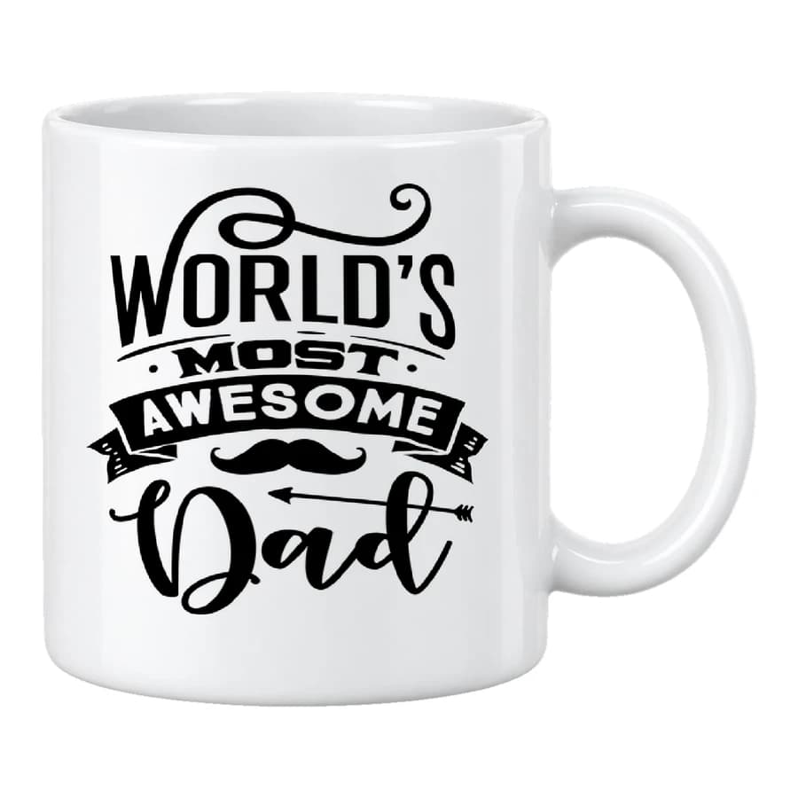 Mug — World's most awesome dad — Devant — Blanc