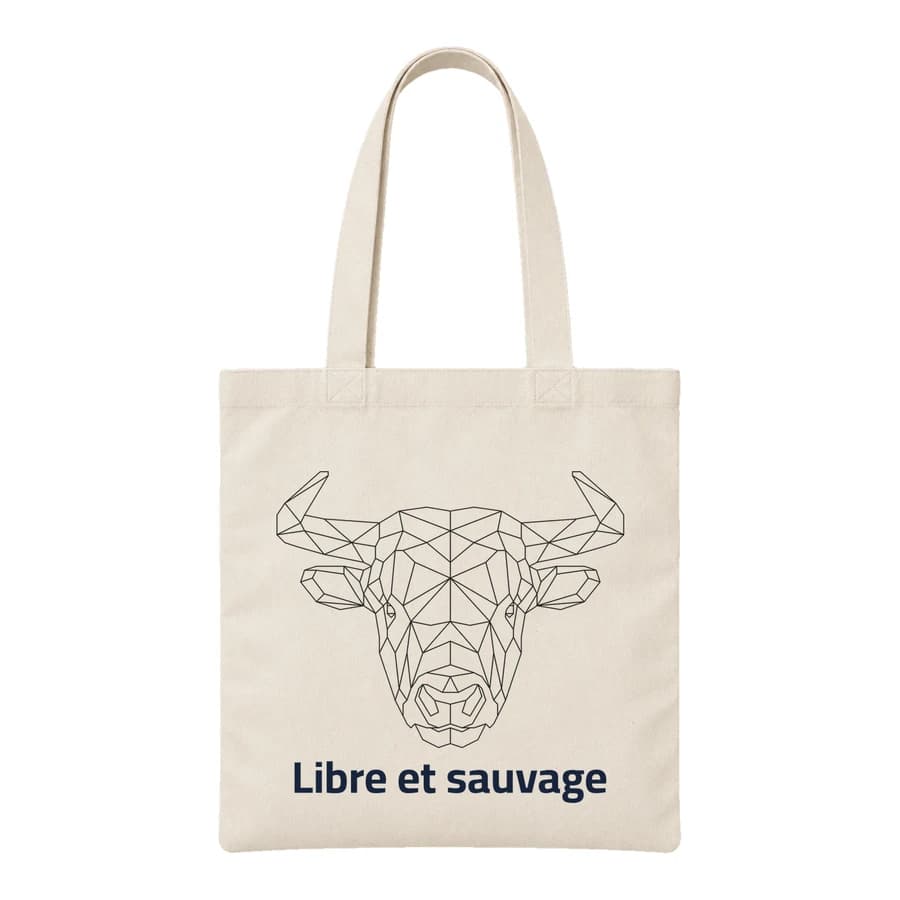 Tote bag — Taureau · Lignes géométriques — Devant — Naturel