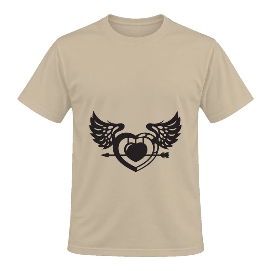 T-shirt — Cœur végétal — Devant — Beige